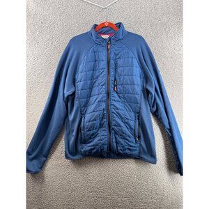 Orvis Mens Blue Hybrid Full-Zip Jacket With Quilted Panels Side Pockets Size XL